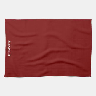 Personalisiert Burgundy Maroon Schlicht Solid Whit Geschirrtuch