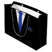 Personalisiert Business Black Anzug Necktie Gesche Große Geschenktüte (Rückseite Schrägansicht)