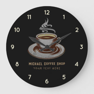Personalisiert Business Coffee Shop - Kaffee Bar Große Wanduhr
