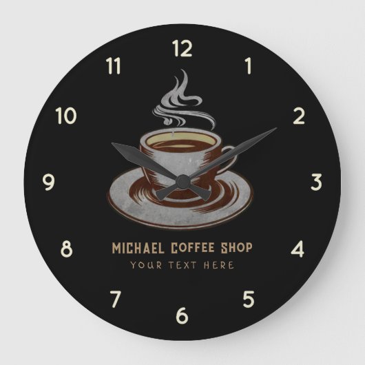 Personalisiert Business Coffee Shop - Kaffee Bar Große Wanduhr (Vorderseite)