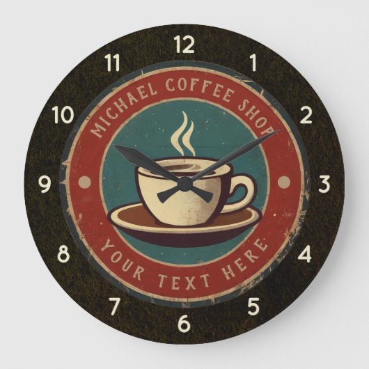 Personalisiert Business Coffee Shop - Kaffee Bar Große Wanduhr (Vorderseite)