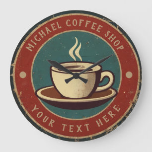Personalisiert Business Coffee Shop - Kaffee Bar Große Wanduhr