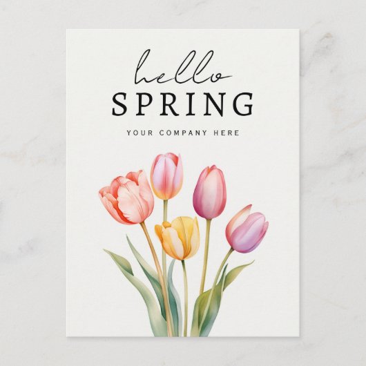 Personalisiert Business Hello Spring Tulips Postkarte (Vorderseite)