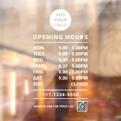 Personalisiert Business Opening Stunden Logo qr Co Fensteraufkleber (Blatt 2)