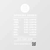 Personalisiert Business Opening Stunden Logo qr Co Fensteraufkleber (Blatt)