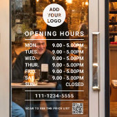 Personalisiert Business Opening Stunden Logo qr Co Fensteraufkleber