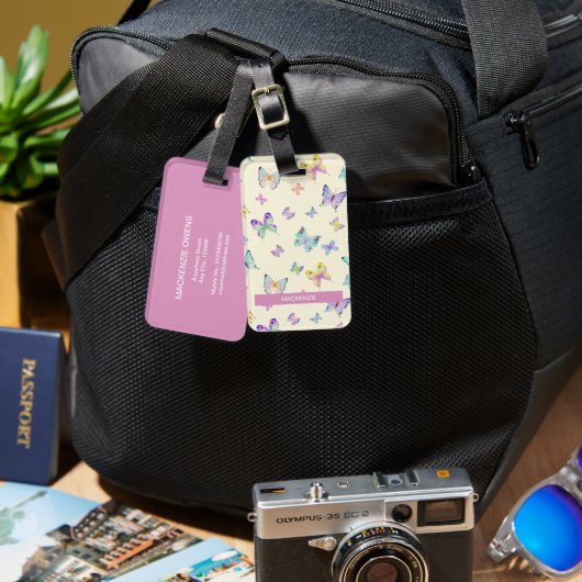 Personalisiert Butterfly Bliss Gepäckanhänger (Vorderseite & Rückseite)