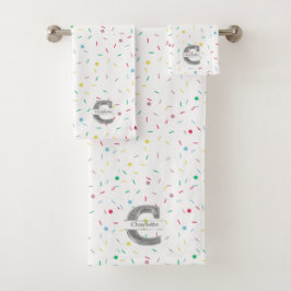 Personalisiert C Erste Silver Monogramm Ihr Name Badhandtuch Set