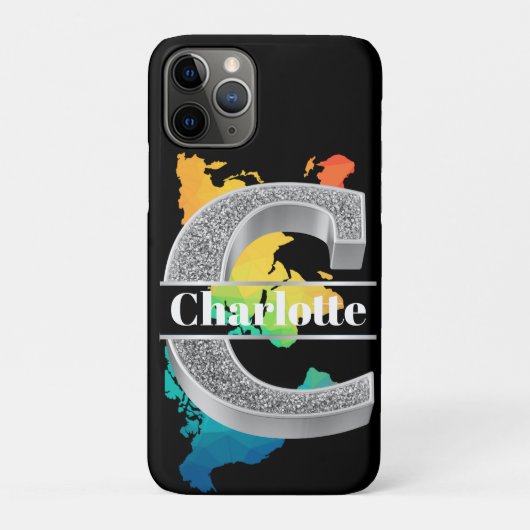 Personalisiert C Erste Silver Monogramm Ihr Name Case-Mate iPhone Hülle (Rückseite)