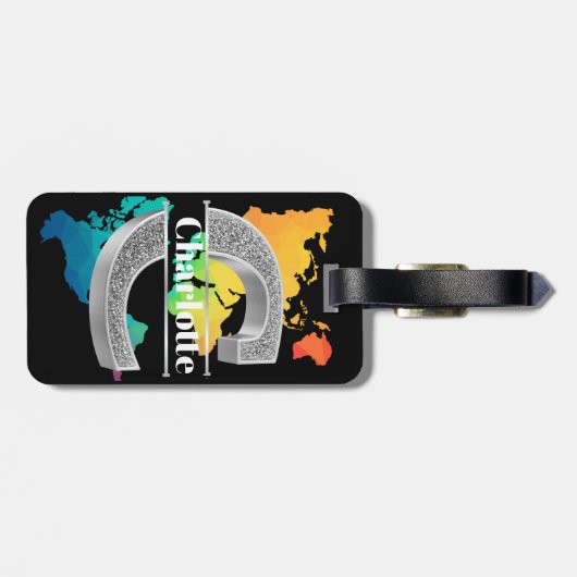 Personalisiert C Erste Silver Monogramm Ihr Name Gepäckanhänger (Rückseite horizontal)