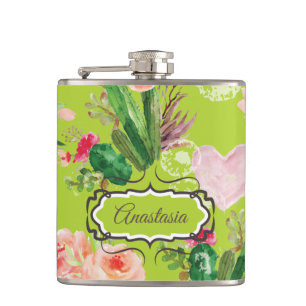 Personalisiert Cactus Pastel Flachmann
