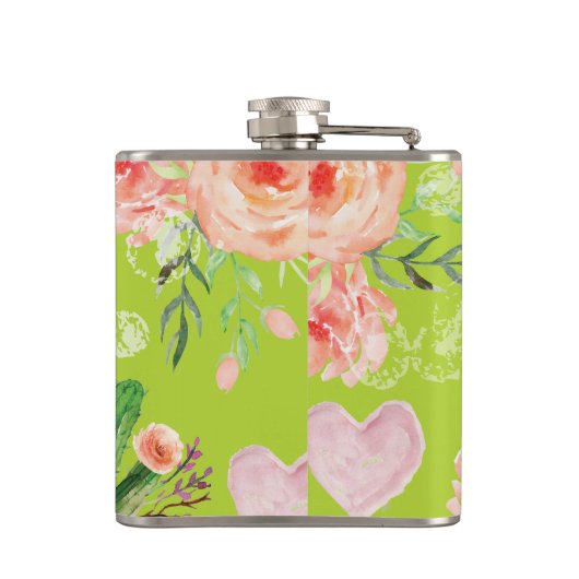 Personalisiert Cactus Pastel Flachmann (Rückseite)