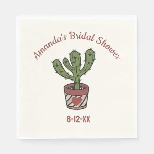Personalisiert Cactus Theme Brautparty Matching Serviette (Vorderseite)