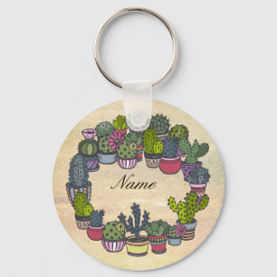 Personalisiert Cactus Wreath Schlüsselanhänger