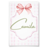 Personalisiert Camila Baby Girl Kinderzimmer Bow&G Fotodruck (Vorne)