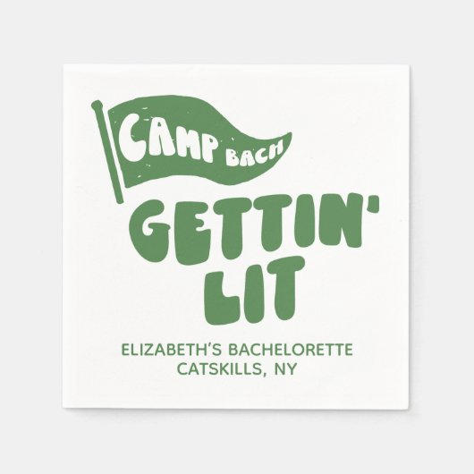 Personalisiert Camp Bachelorette Gettin' Lit Serviette (Vorderseite)