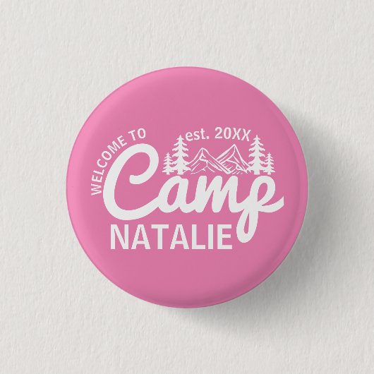 Personalisiert Camp Junggeselinnen-Abschied Brides Button (Vorderseite)