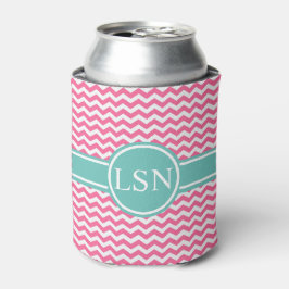 Personalisiert Can Cooler - Pink Zigzag Dosenkühler
