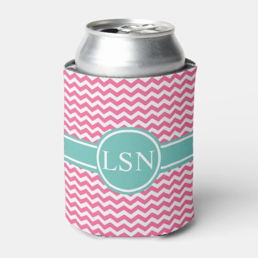 Personalisiert Can Cooler - Pink Zigzag Dosenkühler (Kanne Vorderseite)