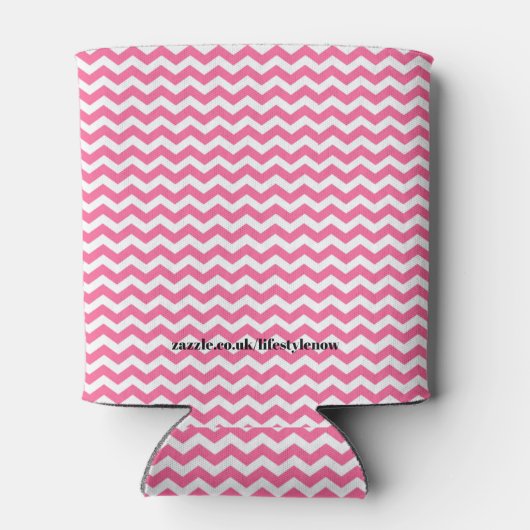 Personalisiert Can Cooler - Pink Zigzag Dosenkühler (Rückseite)