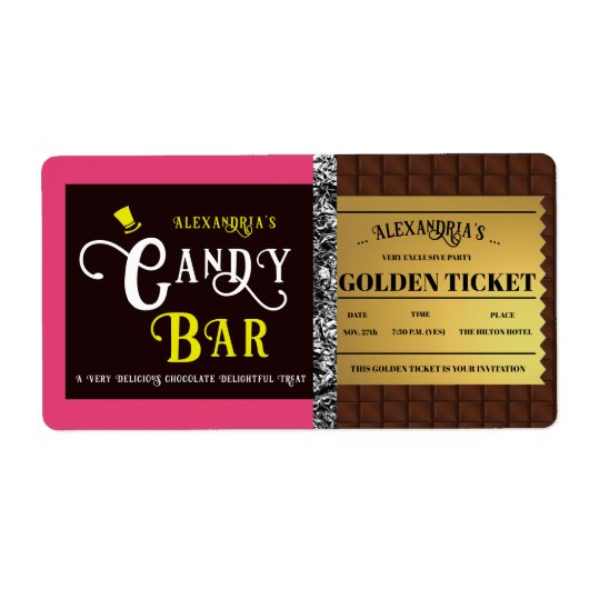 Personalisiert Candy Bar Golden Ticket (Vorne)