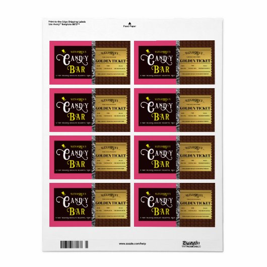 Personalisiert Candy Bar Golden Ticket (Vorne)