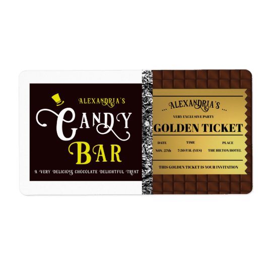 Personalisiert Candy Bar Golden Ticket (Vorne)
