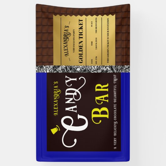 Personalisiert Candy Bar Golden Ticket Banner (Vertikal)