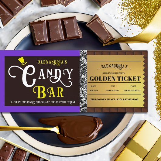 Personalisiert Candy Bar Golden Ticket Einladung