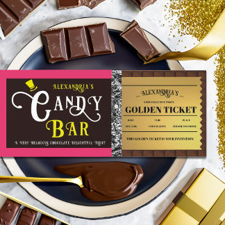 Personalisiert Candy Bar Golden Ticket Einladung