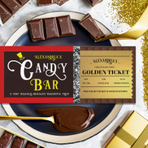 Personalisiert Candy Bar Golden Ticket Einladung