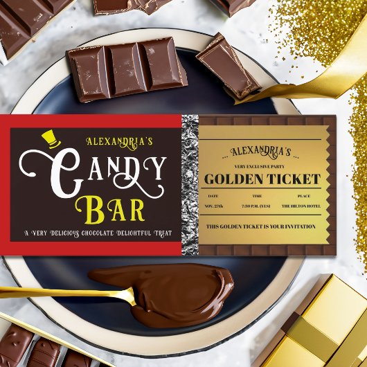 Personalisiert Candy Bar Golden Ticket Einladung
