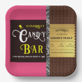 Personalisiert Candy Bar Golden Ticket Party Pappteller (Vorderseite)