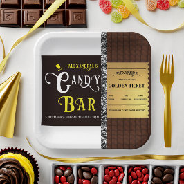 Personalisiert Candy Bar Golden Ticket Party Pappteller