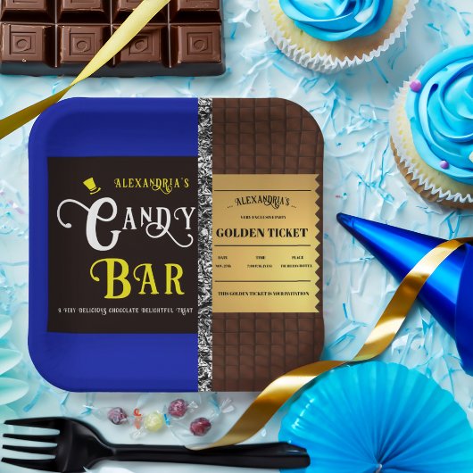 Personalisiert Candy Bar Golden Ticket Party Pappteller