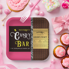 Personalisiert Candy Bar Golden Ticket Party Pappteller
