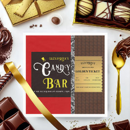 Personalisiert Candy Bar Golden Ticket Party Serviette