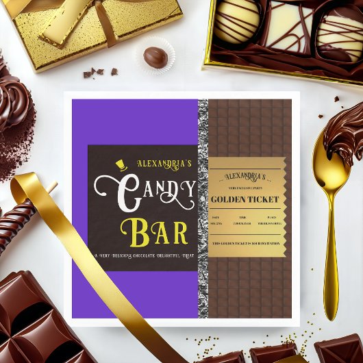 Personalisiert Candy Bar Golden Ticket Party Serviette