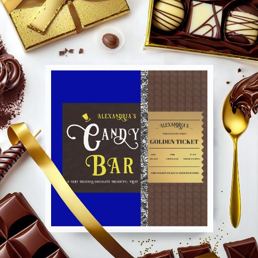 Personalisiert Candy Bar Golden Ticket Party Serviette