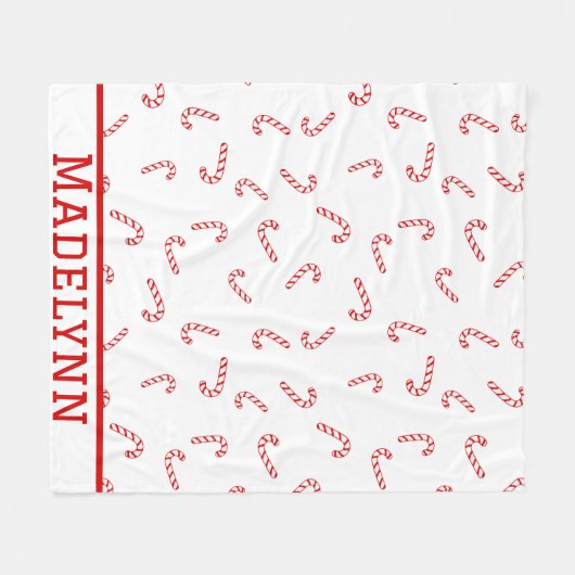 Personalisiert Candy Cane Christmas Fleecedecke (Vorderseite (Horizontal))