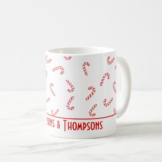 Personalisiert Candy Cane Christmas Kaffeetasse (VorderseiteRechts)