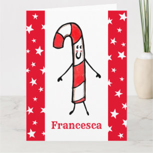 Personalisiert Candy Cane Christmas Karte