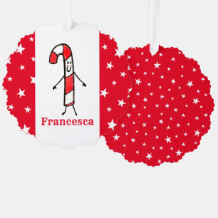 Personalisiert Candy Cane Christmas Ornament Karte