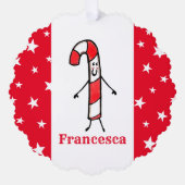 Personalisiert Candy Cane Christmas Ornament Karte (Vorderseite)