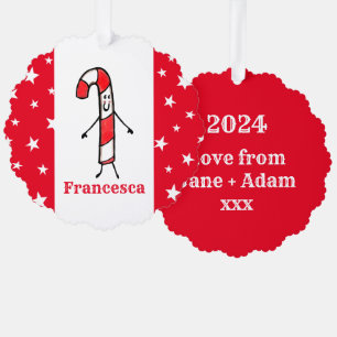 Personalisiert Candy Cane Christmas Ornament Karte
