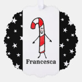 Personalisiert Candy Cane Christmas Ornament Karte (Vorderseite)