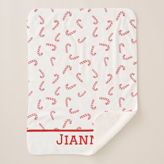 Personalisiert Candy Cane Christmas Sherpadecke (Vorderseite)