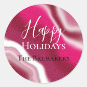 Personalisiert Candy Cane Cool Red Happy Holiday Runder Aufkleber (Vorderseite)