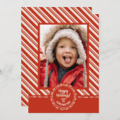 Personalisiert Candy Cane Stripe Feiertagskarte (Vorne/Hinten)