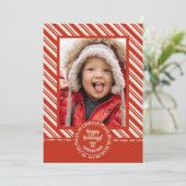 Personalisiert Candy Cane Stripe Feiertagskarte (Stehend Vorderseite)